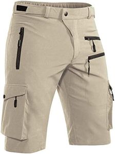 Hiauspor Men's Mountain Bike Shorts: Stretch Hiking Cargo Shorts Lt Khaki S