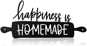 Funrous Kitchen Wall Art Decor Happiness Is Homemade Metal Sign Rustic Farmhouse Kitchen Decor Hanging Kitchen Decorative Signs and Plaques for Home Dining Garden Room 13.8 x 6.3 Inch (Black)