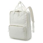 Zicac Unisex DIY Canvas Backpack Daypack Satchel (White 02), Beige, L, Laptop