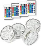 OYRIS Submersible Waterproof LED Spot Lights Battery Operated with Remote Controlled for Hot Tub, Swimming Pool, Pond, aquarium vase, underwater bath, fish tank, wedding diwali decor(16 Color, Pack-4)