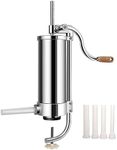 GiantexUK 1.5L/3L/3.5L/6L Stainless Steel Sausage Stuffer, Vertical Homemade Sausage Maker with 4/6 Filling Tubes, Kitchen Meat Filling Manual Machine for Home Commercial Use (3.5L/6LBS)