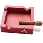 Cigar Ashtrays for Outdoors from Pardo - Silicone Ashtray for Large Ring Gauge Cigars with Built-in 4X Cigar Holder - Unbreakable Cigar Ashtrays for Patio - Red