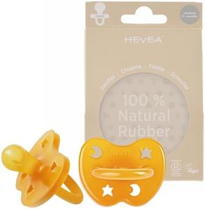 HEVEA Natural Rubber Pacifier 2-Pack, Plant Based, Plastic-Free, Eco-Friendly, BPA-Free & Approved for Food Contact (0-36 Months Round Teat Shape) (0-3 Months, Natural)