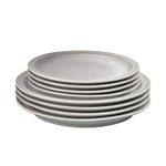 Denby - Elements Dinner & Lunch Plate 8 Piece Set - Light Grey, Dishwasher Safe 4 x Medium & Large Plates - Microwave & Oven Proof Stoneware Lunch & Dinner Dishes - Chip Resistant for Everyday Use
