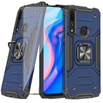 Asuwish Compatible with Huawei Y9 Prime 2019 Case and Tempered Glass Screen Protector Cover Cell Ring Holder Kickstand Phone Cases for Huwai P Smart Z Hwauei Honor 9X Hawaii Enjoy 10 Plus Blue