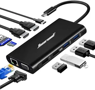 Hiearcool USB C Laptop Docking Station, 11-in-1 Type C Hub Multiport Adapter Dongle, USB C Dock with Dual HDMI VGA 100W PD Charging Gigabit Ethernet for Dell HP Lenovo Windows Laptops