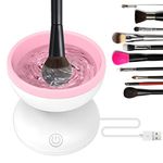 New Upgrade Electric Makeup Brush Cleaner Machine, Windspeed Automatic Silicone Brush Cleaner Beauty Blender Cleanser For Beauty Makeup Brushes (Pink)
