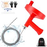 10-in-1 25FT Drain Clog Remover Tools Kit, Plumbing Snake Drain Auger Hair Clog Remover with Gloves and Cleaning Brush and Cleaning Brush for Kitchen and Shower Drain Cleaning