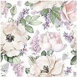 HaokHome 93012 Peony Peel and Stick Wallpaper Removable Beige/Pink/Grey Vinyl Cabinet Self Adhesive Shelf Liner 0.45m X 3m