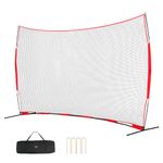 VEVOR Barricade Backstop Net, 16x10 ft Ball Sports Barrier Netting, Portable Practice Equipment with Carry Bag, Protection Screen for Baseball Softball Lacrosse Soccer Hockey Training, for Backyard