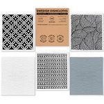 SUPERSCANDI Made in Sweden Dish Cloths Eco-Friendly Paper Alternative Scandi Prints 5 Pack Reusable Compostable Kitchen Dish Cloths & Rags