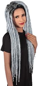 HPO Adult Women's Long Dreadlocks Wig - Dark Grey Dreadlock with Dark Roots - Capless Cap Design