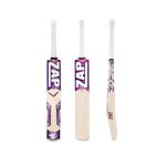 ZAP Pro Kashmir Willow Cricket Bat (Size 4) for Boys 8-10 | Top Grade Willow | Professional Bat for Leather Ball | Shock Absorption Singapore Cane Handle | Ring Grip | Fiber Tape & Cover Included