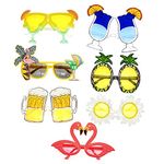 JZK 7x Hawaiian Luau Party Glasses Fun sunglasses, Summer Tropical Party Photo Booth, Hilarious Party Decoration accessory