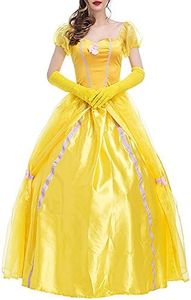BOZEVON Niñas Princesa Dorada Belleza Traje Mágico Fantasía Vestir Halloween Carnaval Vestido, Amarillo