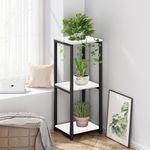 Brown Art Shoppee Plant Stand Indoor Outdoor ,Tall Metal Plant Stands , 3 tier Flower Pot Plant Holder, Modern Plant Shelf for Corner Living Room Garden Balcon (Black & White)