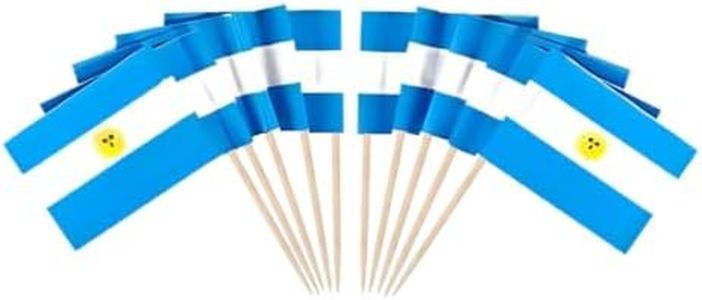 JAVD CYPS 100 Pcs Argentina Flag Argentine Toothpick Flags, Small Mini Stick Cupcake Toppers Argentine Flags,Country Picks Party Decoration Celebration Cocktail Food Bar Cake Flags