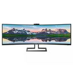 Philips Brilliance 499P9H 49" Superwide Curved Monitor, Dual QHD 5120x1440 32: 9, USB-C Connectivity and Built-in KVM Switch, Pop-Up Webcam, Height Adjustable, Lightsensor