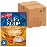 Batchelors Cup a Soup Chicken & Vegetable With Croutons Instant Soup Sachets, 110 g Box (Pack of 9 Boxes - Each Contains 4 Sachets)