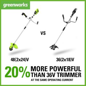 Greenworks 48V Cordless Grass Trimmer – 40cm, Dual Line, 2x 24V Batteries, Lightweight