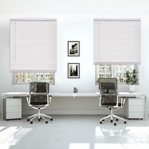 DEZ FURNISHINGS Cordless 1" Mini Blind, Room Darkening, 30" W x 64" H, White