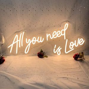 All Your Need is Love Neon Sign,Large LED Neon Light Sign for Wedding Decor Signs for Bedroom Birthday Party Bachelorette Party Engagement Party Home Wall Room Shop Decoration（27.5IN）