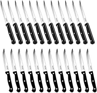 dearithe Steak Knives Set of 24, Black Full-Tang and Triple Rivet Serrated Steak Knife Set,Stainless Steel Sharp Blade,4.5 In, For Restaurant Kitchen Tableware Camping,Dishwasher Safe