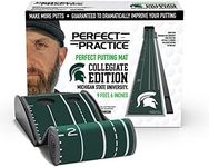 PERFECT PRACTICE Putting Mat Collegiate Edition - Michigan State Univ. - Indoor Golf Putting Green with 2 Hole for Practicing at Home or in The Office - Gifts for Golfers - Golf Accessories for Men