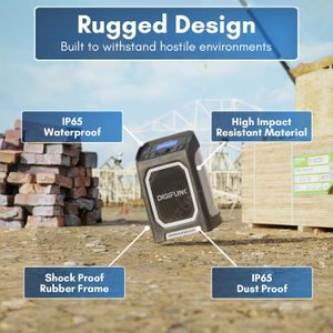DigiFunk Work Site Radio – Portable Heavy-Duty Jobsite Speaker