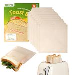 ECOOPTS 8 Large Size Toaster Bags | Non Stick Sandwich Toastie Bag | Easy to Open Reusable Toaster Bag for Grilled Cheese Sandwiches | Safest On The Market