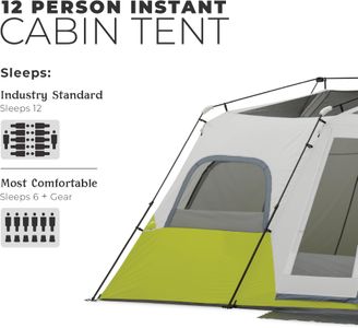 CORE 12-Person Instant Cabin Tent – Large 3-Room Family Pop Up, Fast Setup