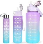 Virtuous 2000Ml, 900Ml & 300Ml Water Bottle With Motivational Quote, Bpa Free Bottle For Gym & Travel, Unbreakable & Leakproof Bottle For Men, Women & Kids - Silicone, Purple