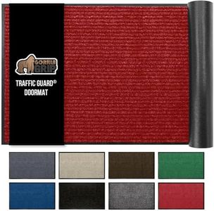 GORILLA GRIP Traffic Guard Door Mat, Heavy Duty Welcome Mats, Commercial Office Space Doormat, Waterproof, Fade Resistant, Strong Rubber Backing, Low Profile, Shoe and Boot Scraper, 35x23, Red