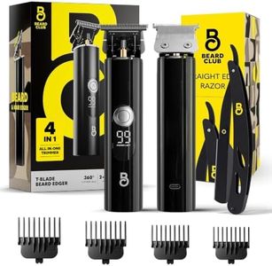 The Beard Club Professional T-Blade Beard Trimmer for Men with Straight Razor - Barber Electric Shaver & Hair Clippers for Men – Zero Gapped Cordless Hair Trimmer & Edger, Line Up Grooming Kit