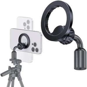 Magnetic Tripod Mount Holder Adapter for MagSafe [Upgraded Metal], iPhone Tripod Mount Adapter with 1/4” Screw Hole, Magnetic Phone Tripod Holder Adapter for iPhone 15/14/13/12 Series