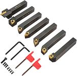 VEVOR Indexable Carbide Lathe Tools 1/2" Metal Lathe Cutting Tools 7 Pcs/Set Indexable Lathe Tools Super-Hard 40CR Lathe Bits Carbide Lathe Tool for Lathe Black Compact and Portable