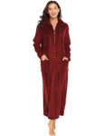 Ekouaer Women's Flannel Robe Zipper Front Robes Full Length Bathrobe(S-XXL)