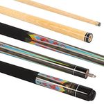 PowerGlide Pool Cue Stick | Psychedelic | Ramin Shaft and Butt with Colourful Decal Design | 10mm Tip | Pool Joint with Plastic Collar | Assorted Weights | Full Size 57"