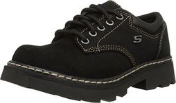 Skechers Women's Parties-Mate Oxford,Black Suede Leather,9 M US