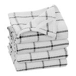 Fabstyles 100% Cotton Waffle Weave Kitchen Towels, 18" x 28" Extra Large Dish Towels, Restaurant Grade Tea Towels for Kitchen, Washing Dishes, Drying and Cleaning, Serviette De Cuisine (White & Black)