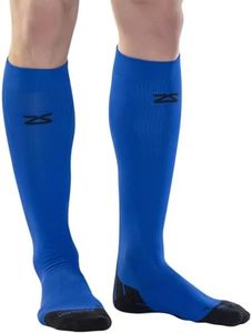 Zensah Tech+ Compression Socks - Knee High Running Socks for Sports, Travel, Made in Italy (Electric Blue, Large)
