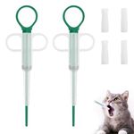 2 Pieces Pet Pill Dispenser for Small Cats Dogs, Pill Gun Dispenser Shooter Soft Tip Tablet Syringe Pusher Animal Medicine Feeder Reusable Cat Pill Dispenser for Feeding Accessories (Green)