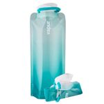 Vapur, Collapsible Water Bottle- 1 Liter, 33 Ounces- Reusable Leak Proof Water Bottles with Carabiner for Working Out, Camping, Backpacking, Hiking & Travel, Malibu Teal, Gradient Anti-Bottle