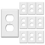 BESTTEN 10 Pack of 1-Gang Duplex Wall Plate, Unbreakable Polycarbonate Outlet and Switch Cover, cUL Listed, White, Standard Size