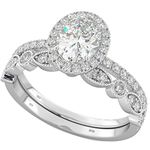 BESTTOHAVE Ladies Ring - 925 Sterling Silver & Cubic Zirconia Oval Cut Wedding Engagement Bridal Ring Set Q