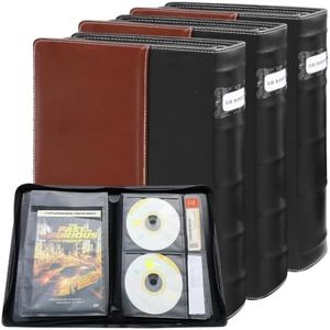 PUTNATRUE CD DVD Storage Binder 3 Pack, Holds 168 Discs and 84 Booklets with Tag Slots, PU Leather Disc Organizer for Blu-ray Movies Music Video Games, Home Media Holder