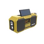 DRUMZZ Trek 600-14 W Bluetooth Speaker AM FM Radio IPX5 Hand Crank Charging Solar Charging Flashlight Reading Lamp 4000mAH Battery Phone Charger SOS Alarm Dust Proof with Carabiner (Yellow)