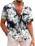 COOFANDY Hawaiian Shirt for Men Floral Button Down Shirts Summer Beach Resort Wear