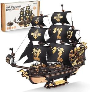 ROKR 3D Wooden Puzzle for Adults Boat Ship Model, DIY Sailboat Mechanical, Model Kits for Adults to Build, Gift for Men,The Seahorse Barque MCB02