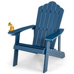 ORALNER Outdoor Adirondack Chair with Cup Holder, Plastic Resin Outdoor Deck Chair, 380 LBS Capacity, for Patio, Backyard, Porch, Balcony, Poolside, Garden, Lawn, Firepit (1, Navy Blue)